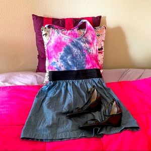 Say What size medium tye dye and jean dress. Perfect for the summer!
